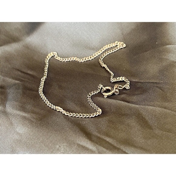 Vintage Sterling Silver Milor Anklet Flat Chain Made in Italy By Milor 9" Long - Picture 8 of 10
